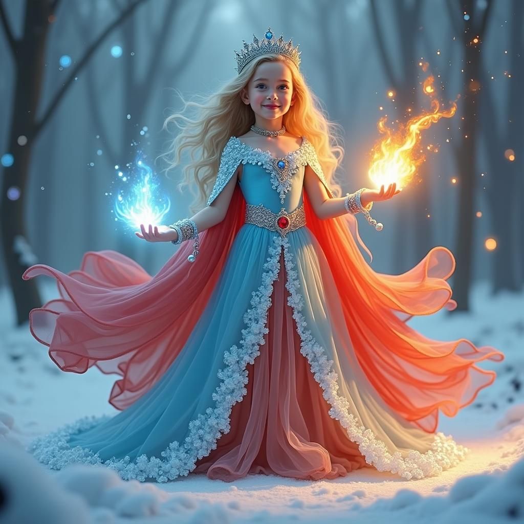 Ice and Fire Goddess: Dreamlike Digital Painting