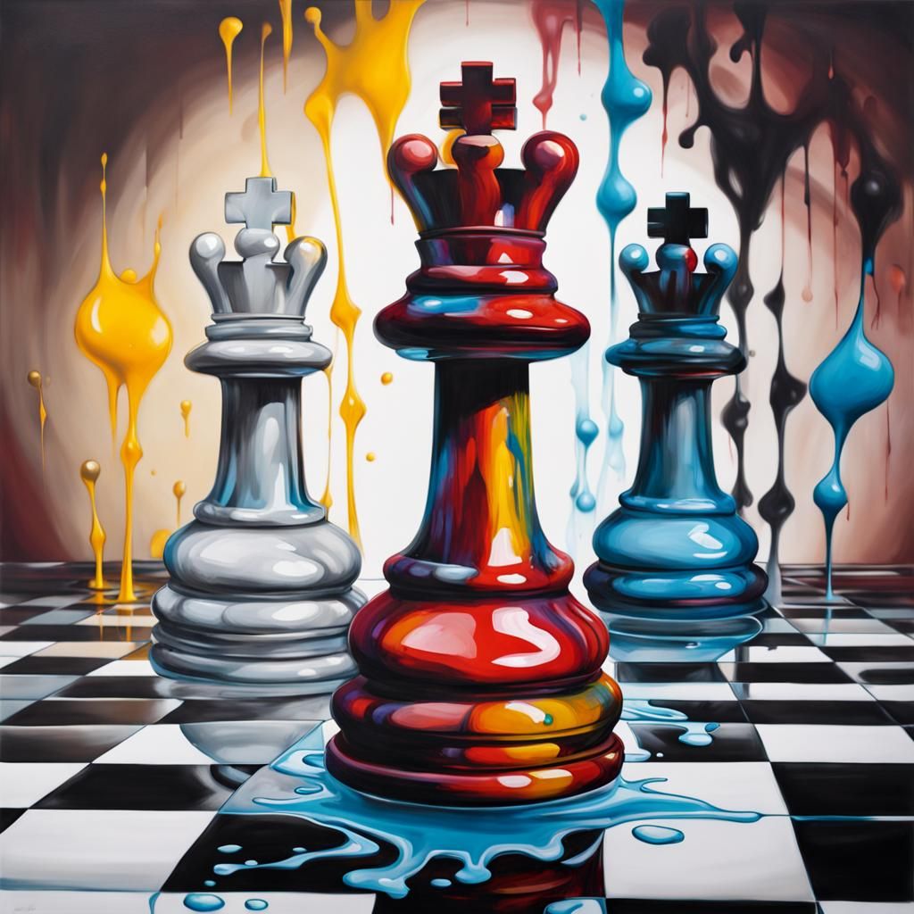 Surreal Chess Piece Optical Illusion in Street Art