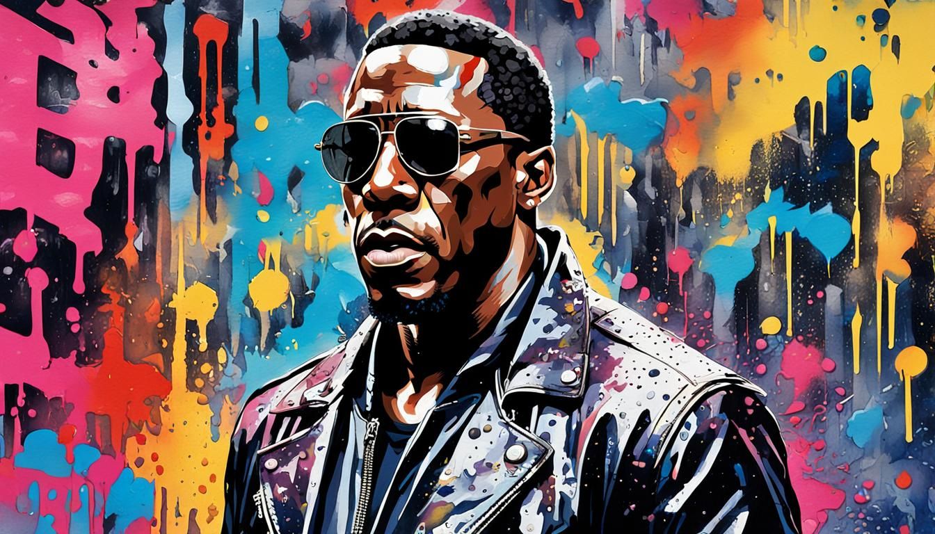 Wesley Snipes as Blade in Watercolor Pop Art