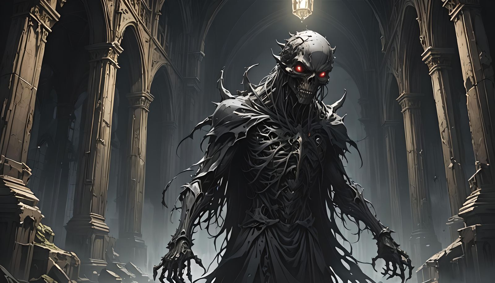 Anime-Inspired Gothic Monster Ghost in Darkness