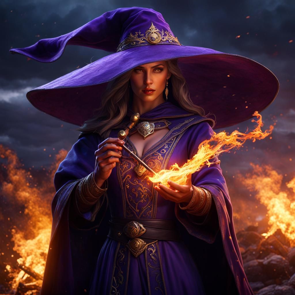 Witch with Fire: Dark Fantasy Concept Art