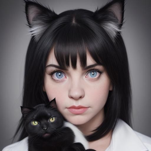 Striking Portrait of Black and White Cat