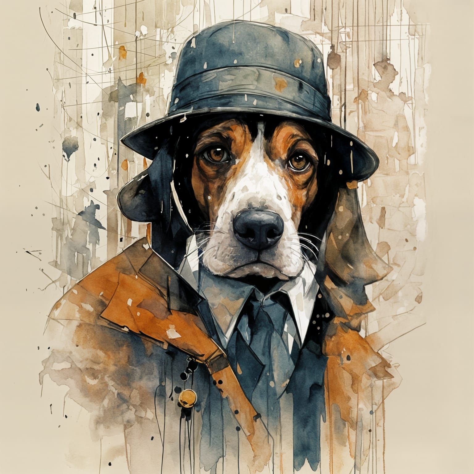 Basset Hound Detective in Noir Alleyway