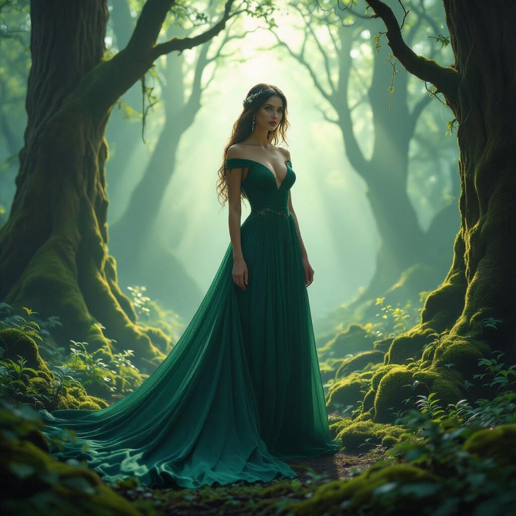 Mystical Forest Queen in Ethereal Glow