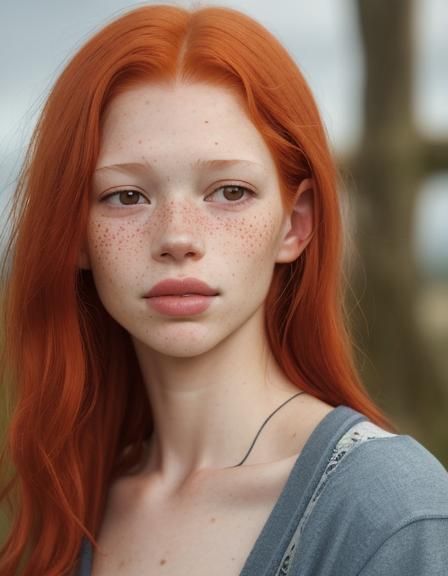 Freckled Redhead Close-Up: Youthful Portrait