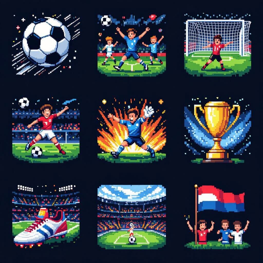 12 Unique Pixel Art Football Stickers for Adults