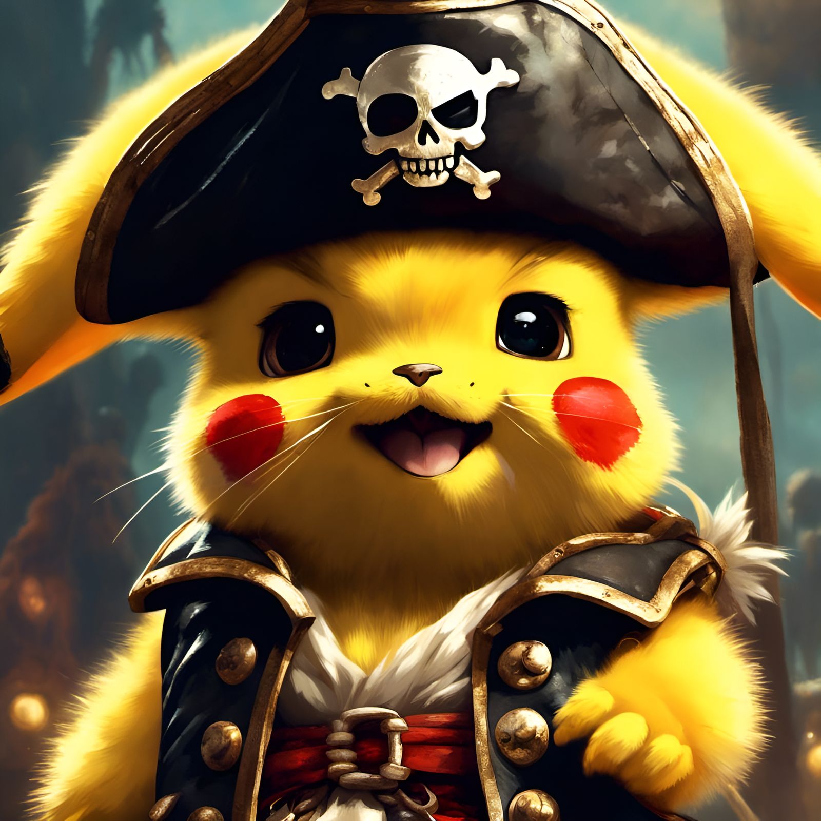 Pirate Pikachu: Adorable Chibi Anthropomorphic Character
