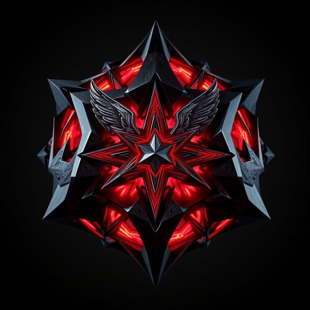 Obsidian Puzzlebox of the Abyssal Deities in Cyberpunk Aesth...