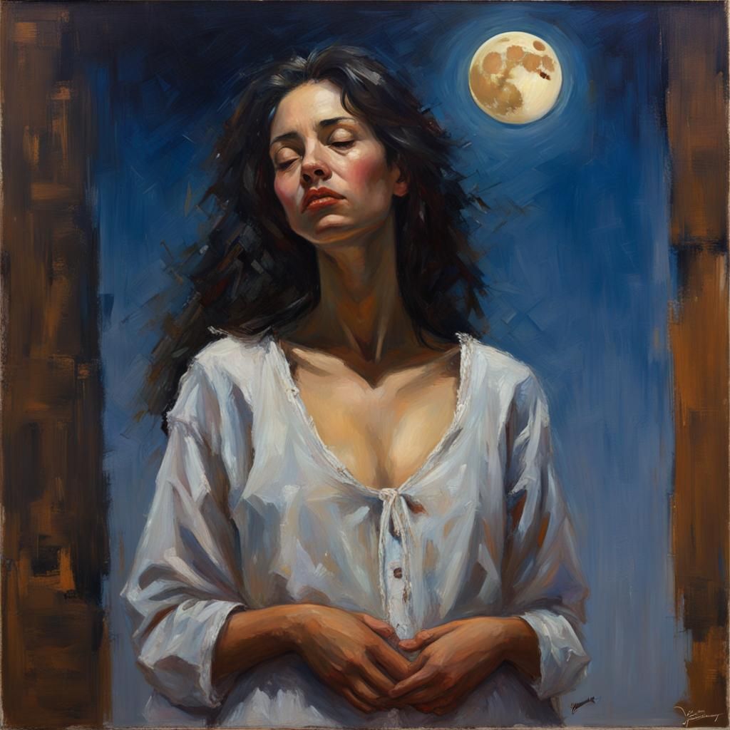 Moonlit Serenity: An Oil Painting of Cleansing