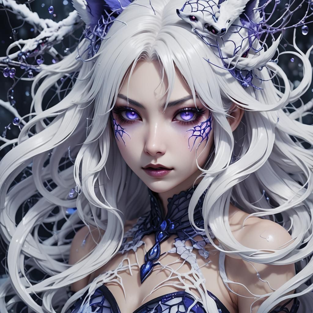 Kitsune Girl Trapped in Venom: Surreal Anime Art