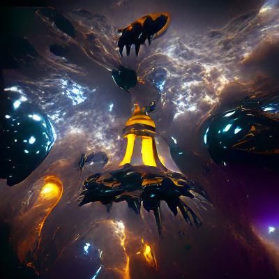 Futuristic Mothership Near Pillars of Creation in Unreal Eng...