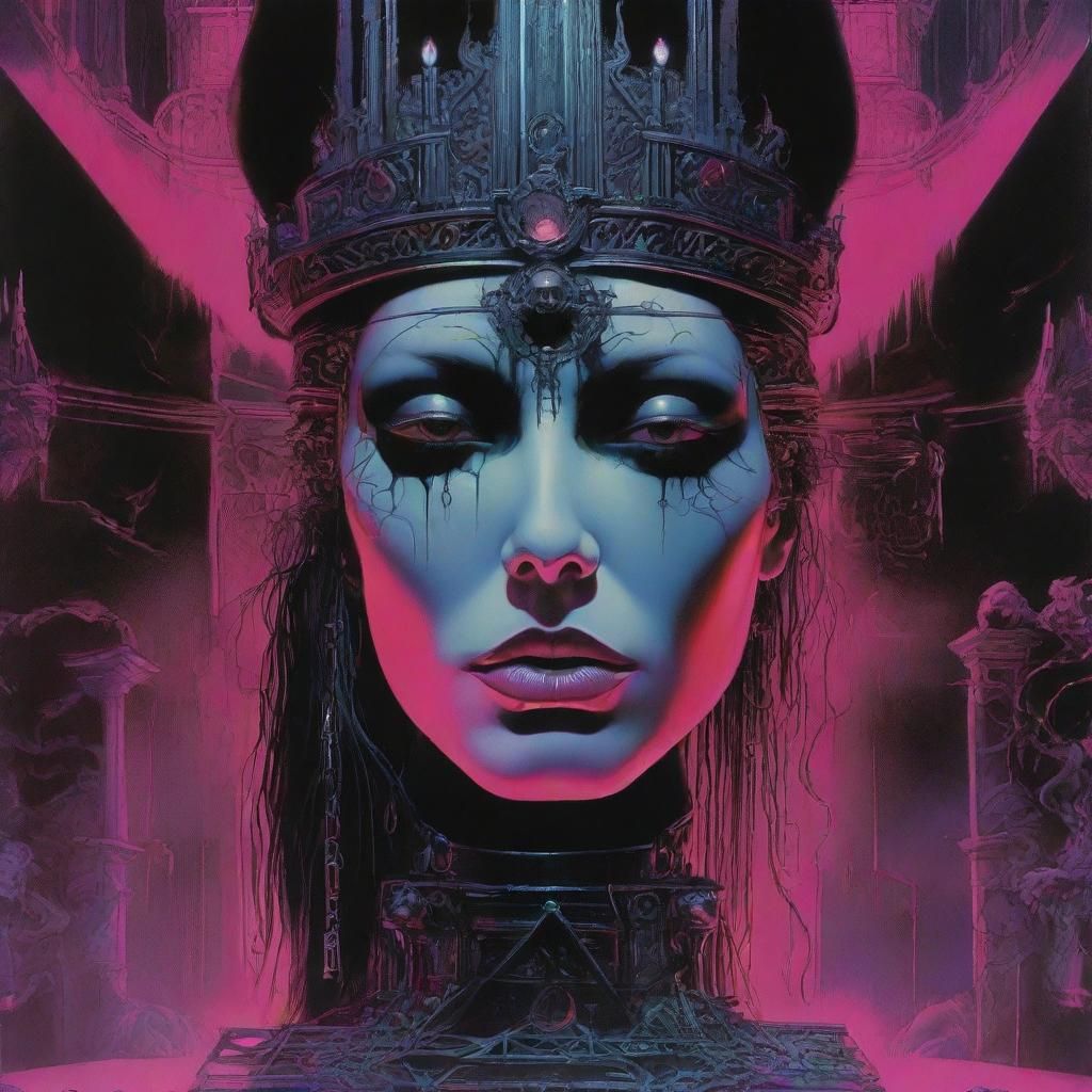 Surreal Black Metal Synthwave Horror in Neon Style