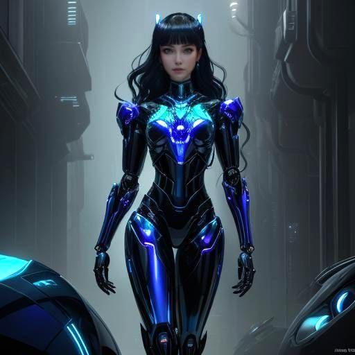 Futuristic Robotic Mermaid with Serene Face