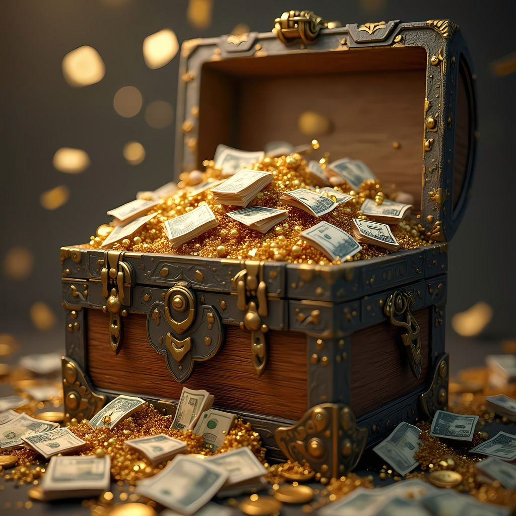 Luxurious Golden Wealth in Stunning 3D