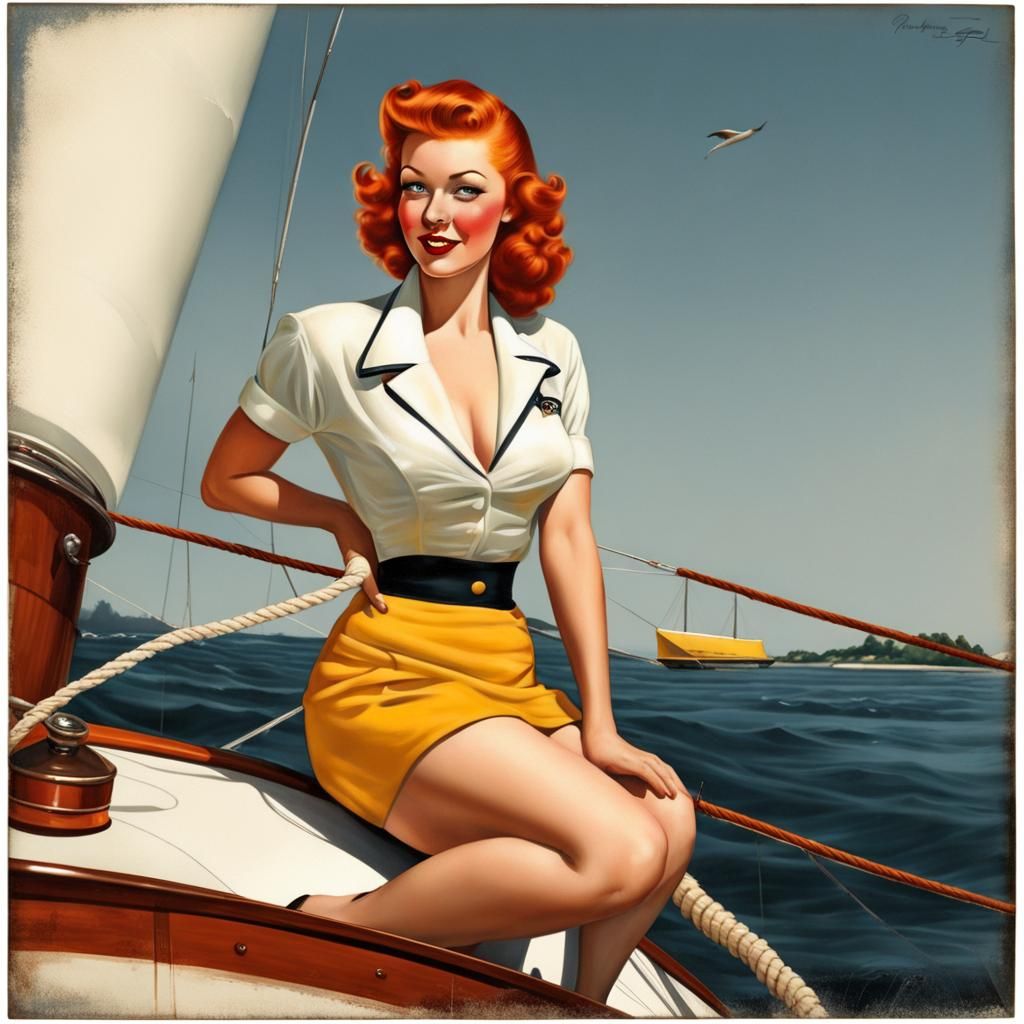 Vintage Ginger haired pin-up girl