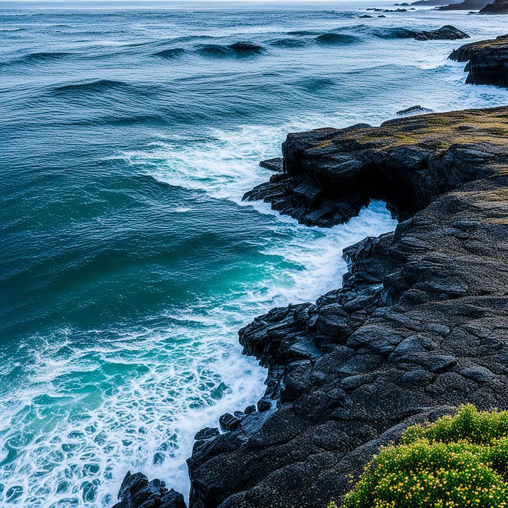 Ocean Waves Crashing in Secluded Cove