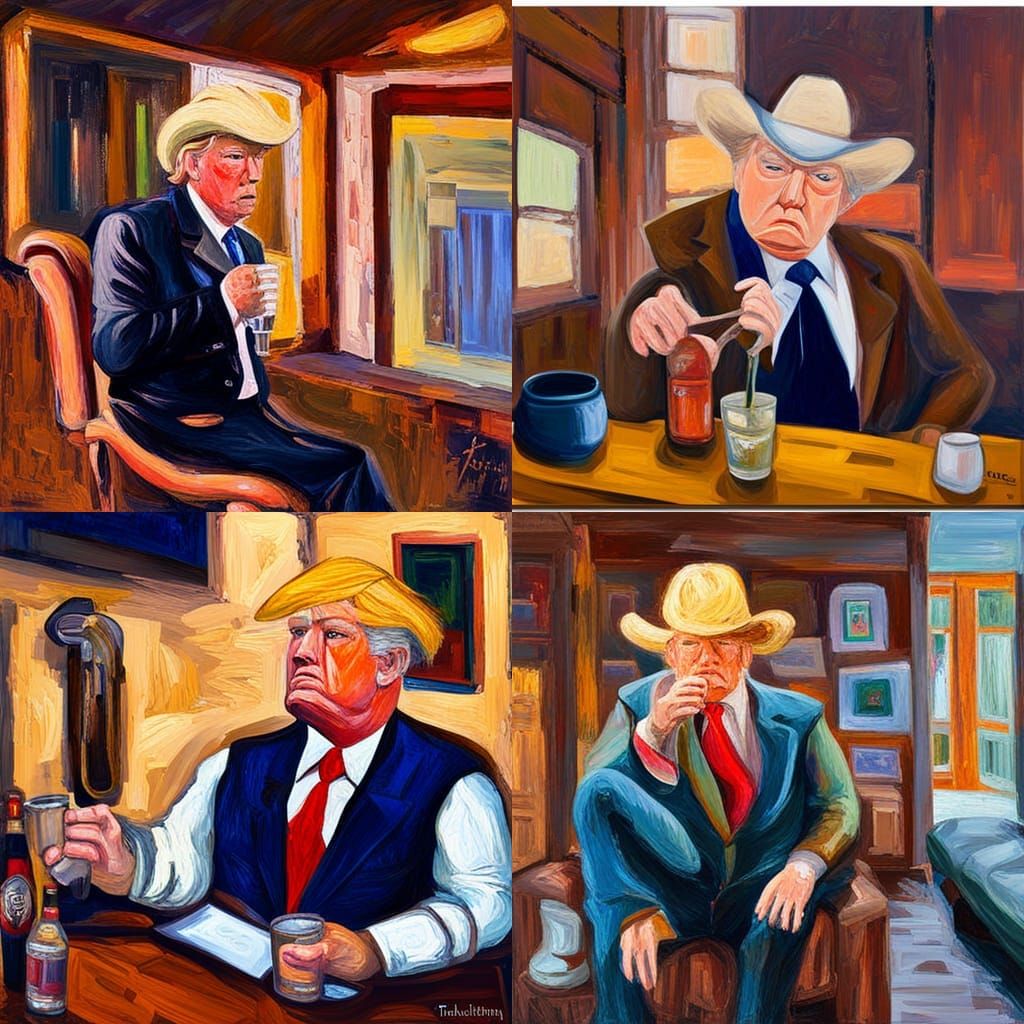 Donald Trump as Cowboy in Expressionist Oil Painting