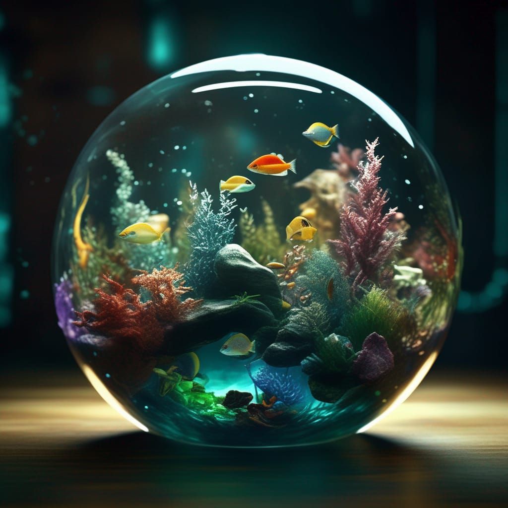 Photorealistic Spherical Aquarium: A CGI Masterpiece