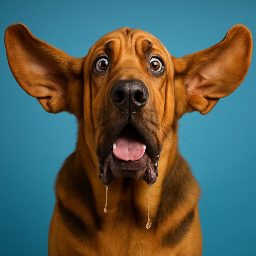Surprised Bloodhound with Ears Sticking Out