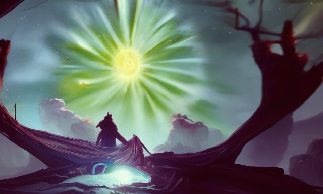 Cosmic Horror Under Starry Night, Dark Fantasy Art