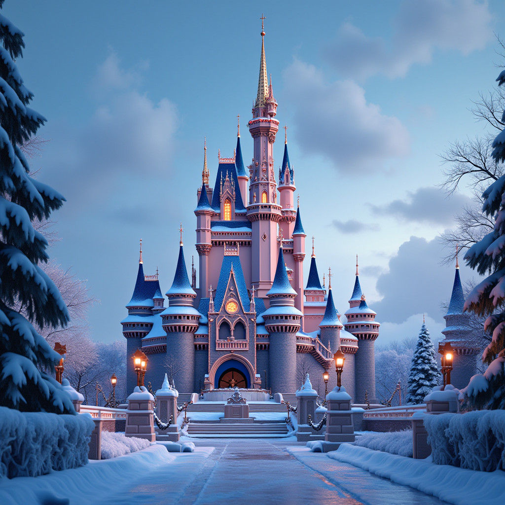 Cinderella Castle Winter Wonderland in Disney Style