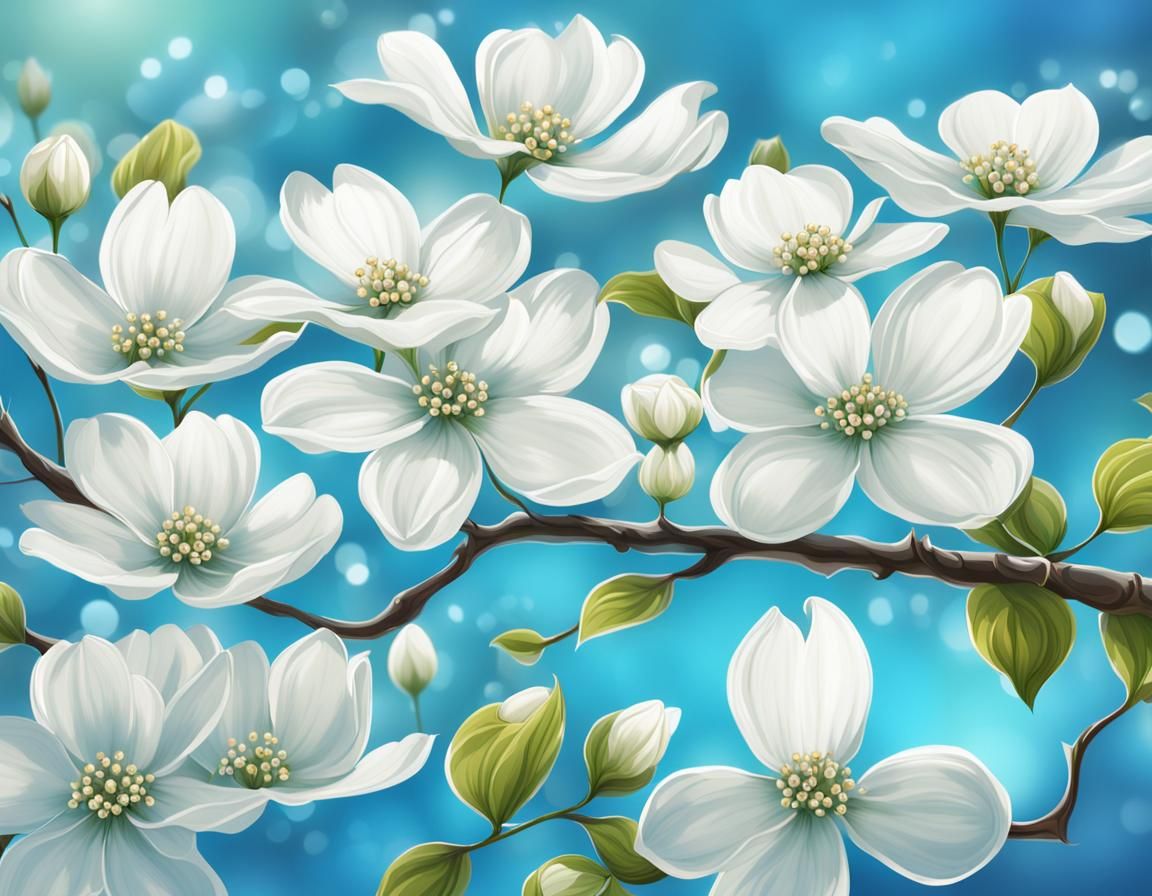 Radiant Dogwood Flowers in Fantasy Illustration