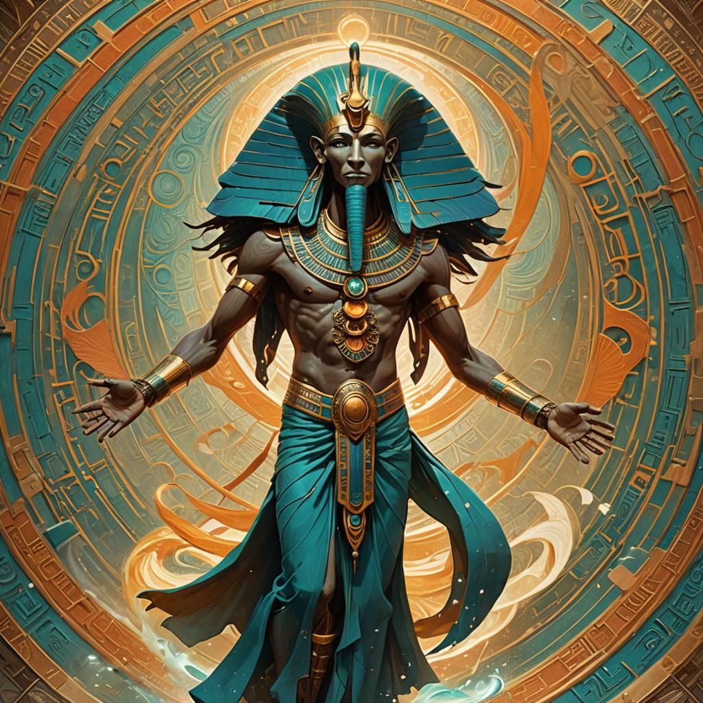 Thoth's Ka: Mystical Energy in Art Nouveau Style