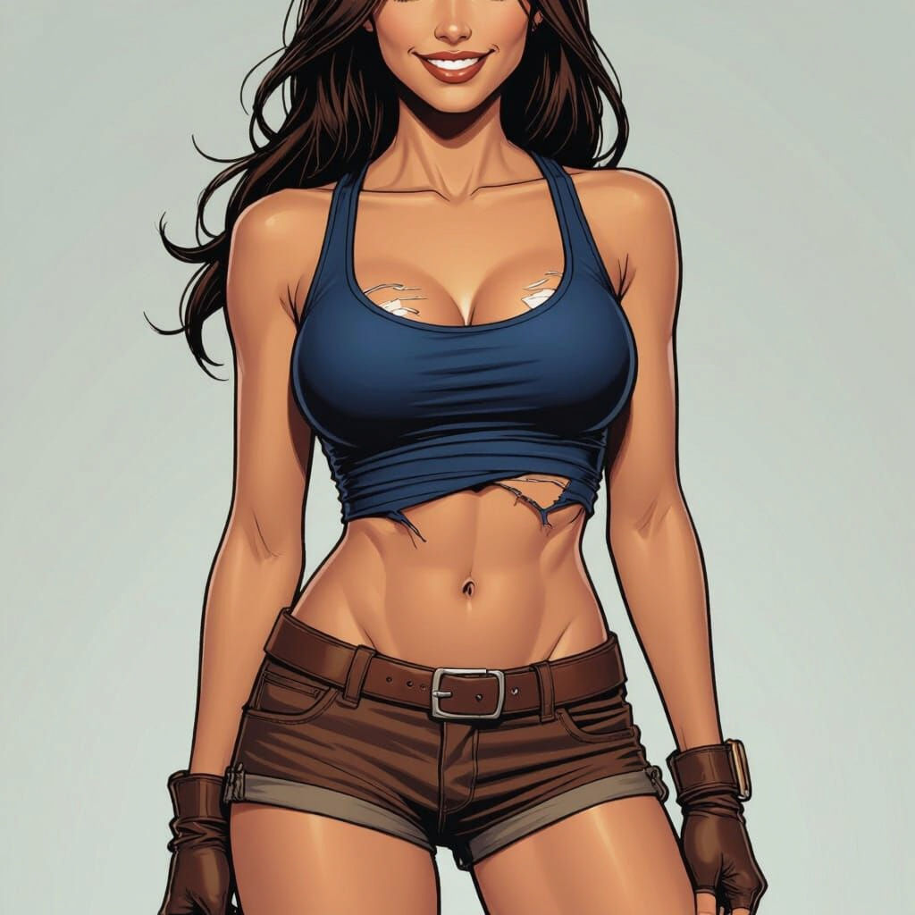Attractive Woman Vigilante in Comic Book Art Style