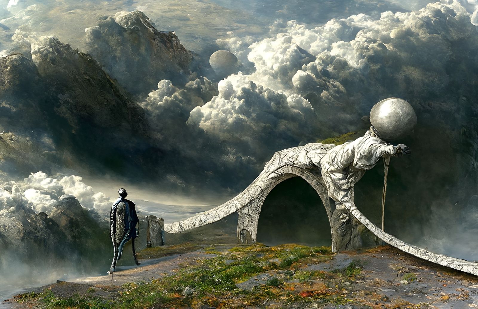 Surreal World Walker on Metal Arch
