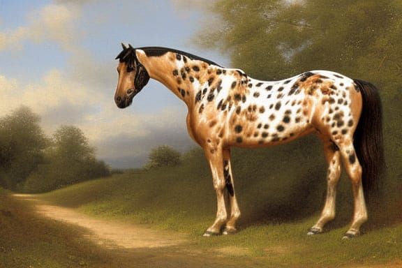 Realistic Painting of Spotted Appaloosa Horse