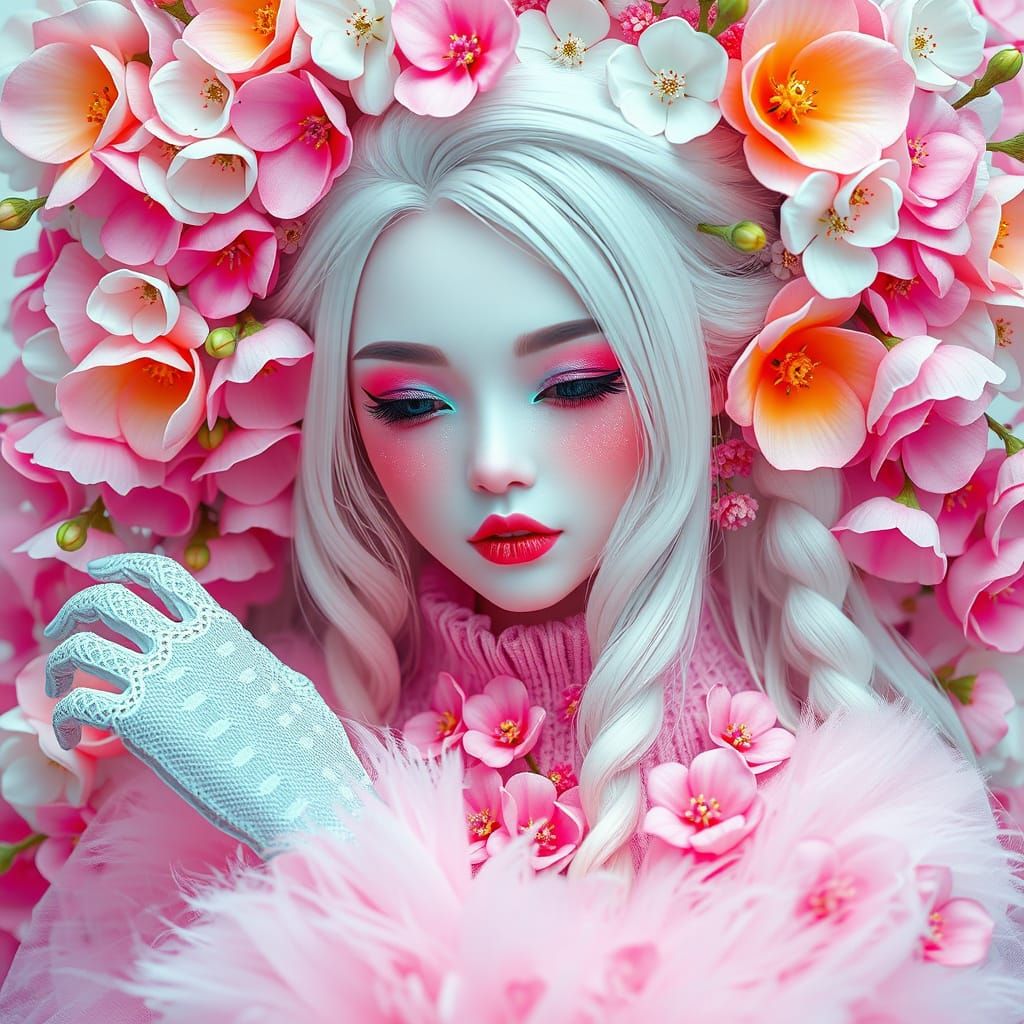 Japanese Flower Queen in Whimsical Garden Attire