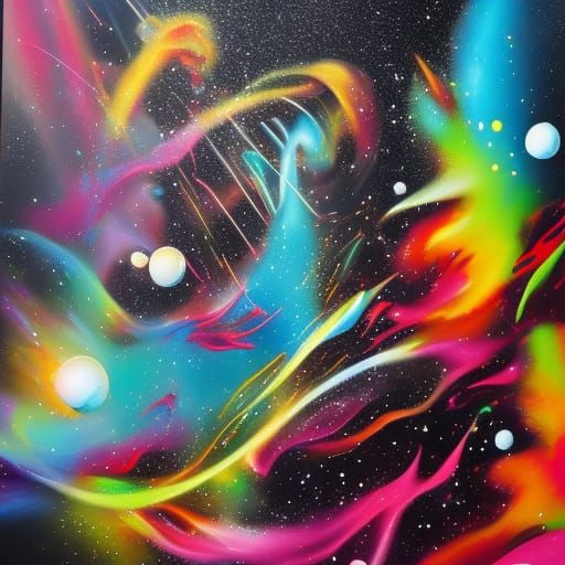 Big Bang Creation in Graffiti Art Style