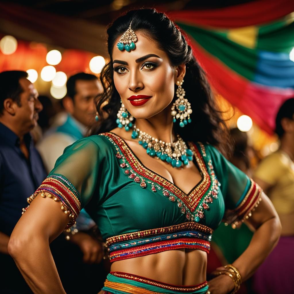 Mexican Belly Dancer in Traditional Clothing
