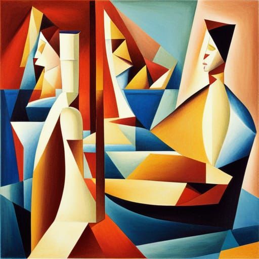 Abstract Cubist Bottle in Euclidean Style