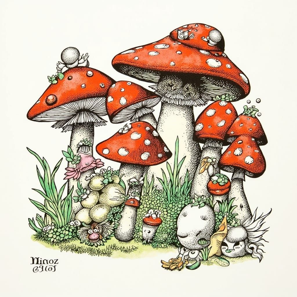 Manga Style Mushroom Illustration