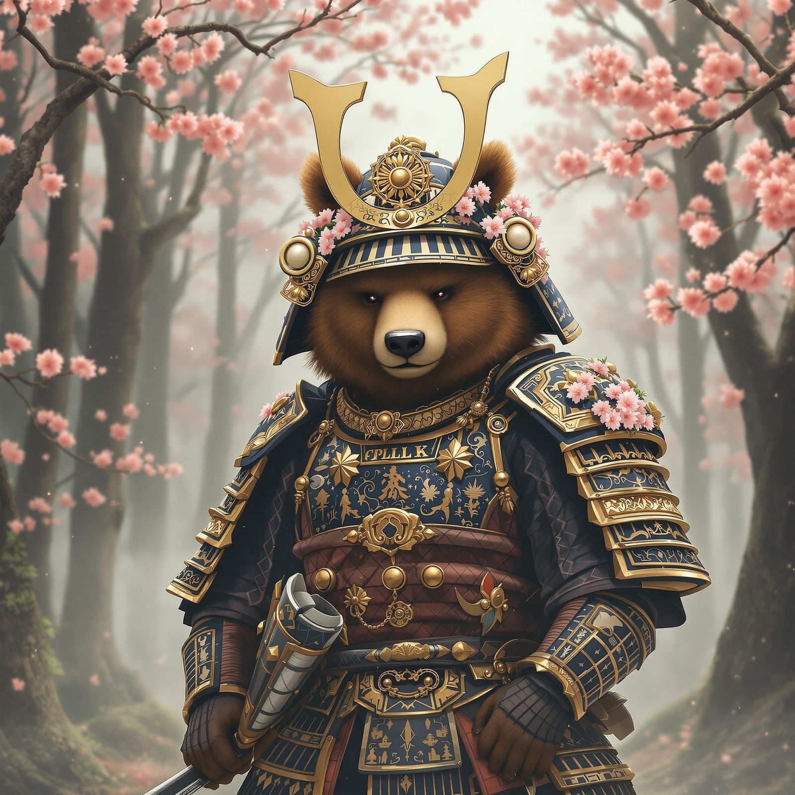Samurai Brown Bear in Ornate Armor