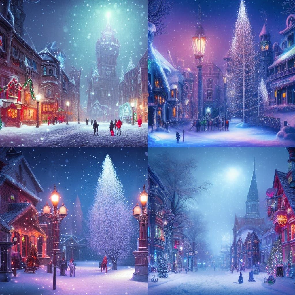 Glowing Christmas Winter Wonderland at Night