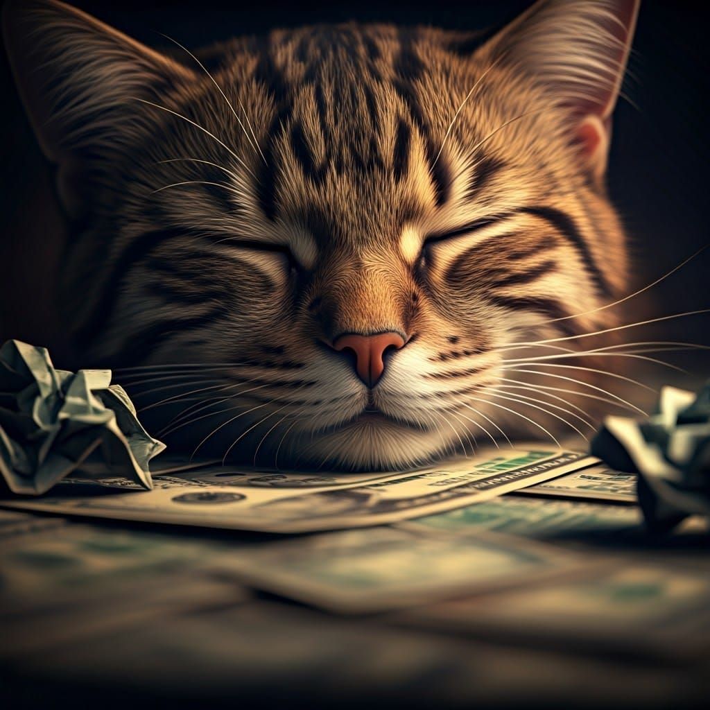 Elegant Feline Slumber Amidst Luxury