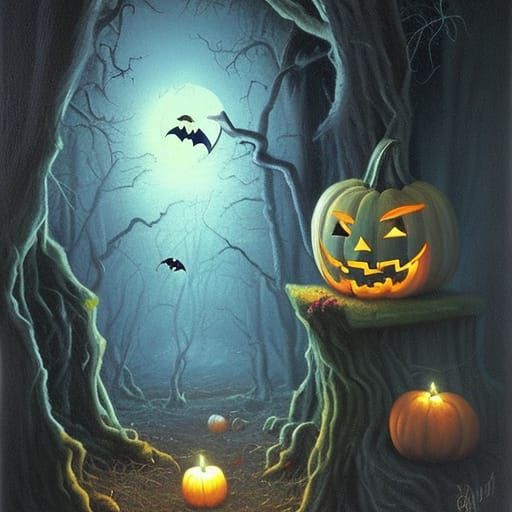 Halloween Ghost in Oil Painting Style