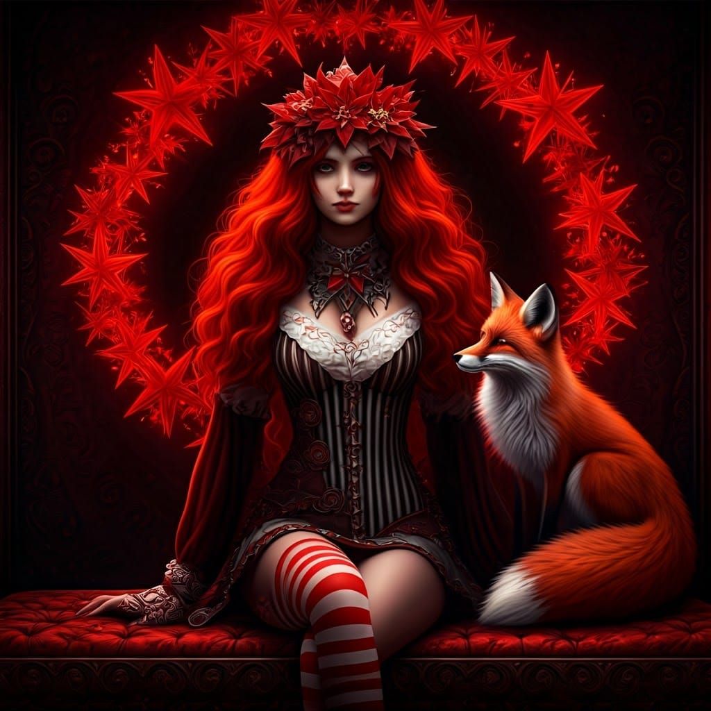 Stunning Black and White Digital Art: Christmas Jester Girl...