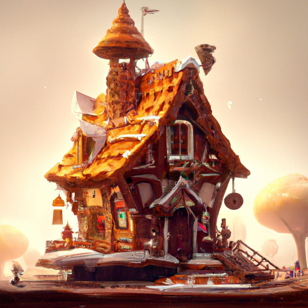 Intricate Gingerbread House Digital Art