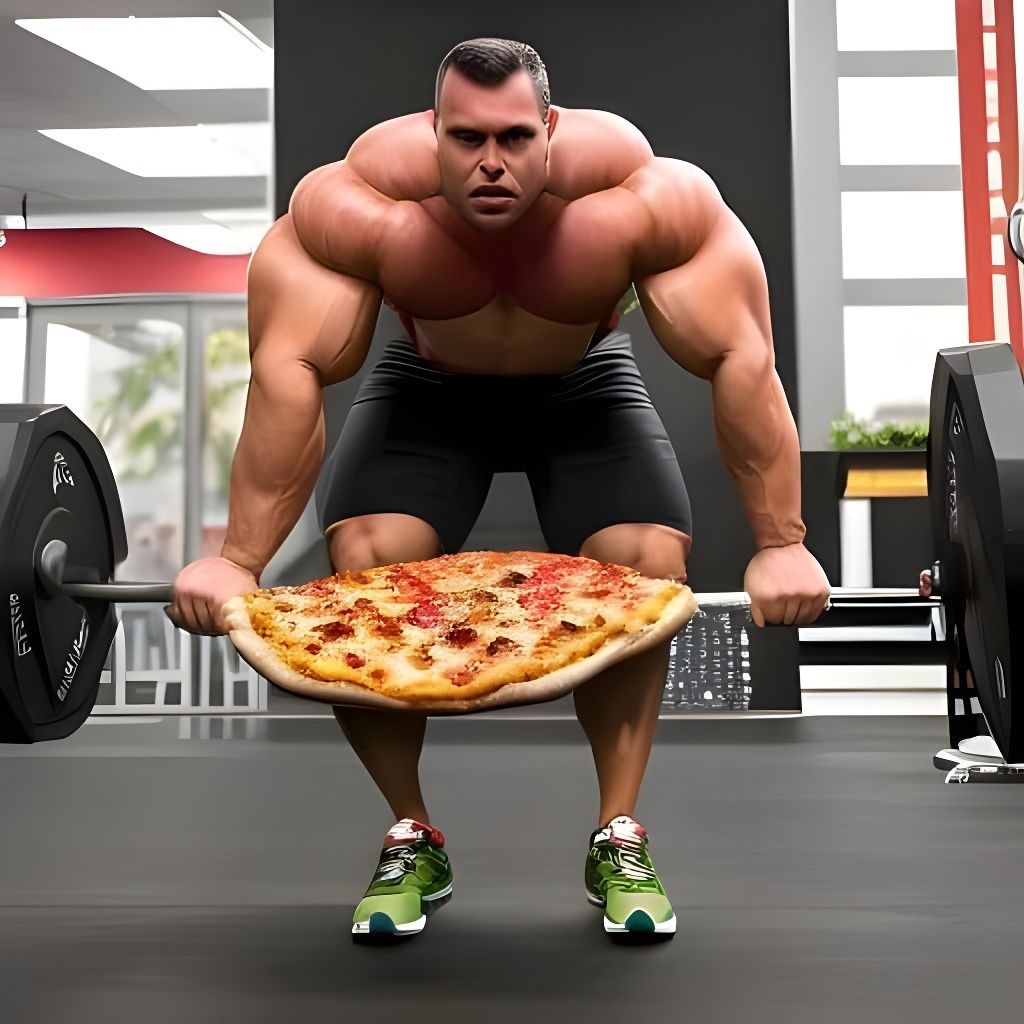 Weightlifter Eats Pizza While Lifting