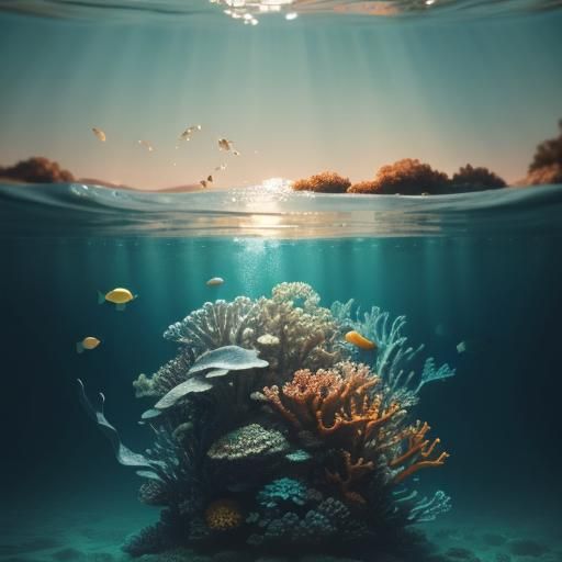 Golden Seahorse and Siren on Coral Throne