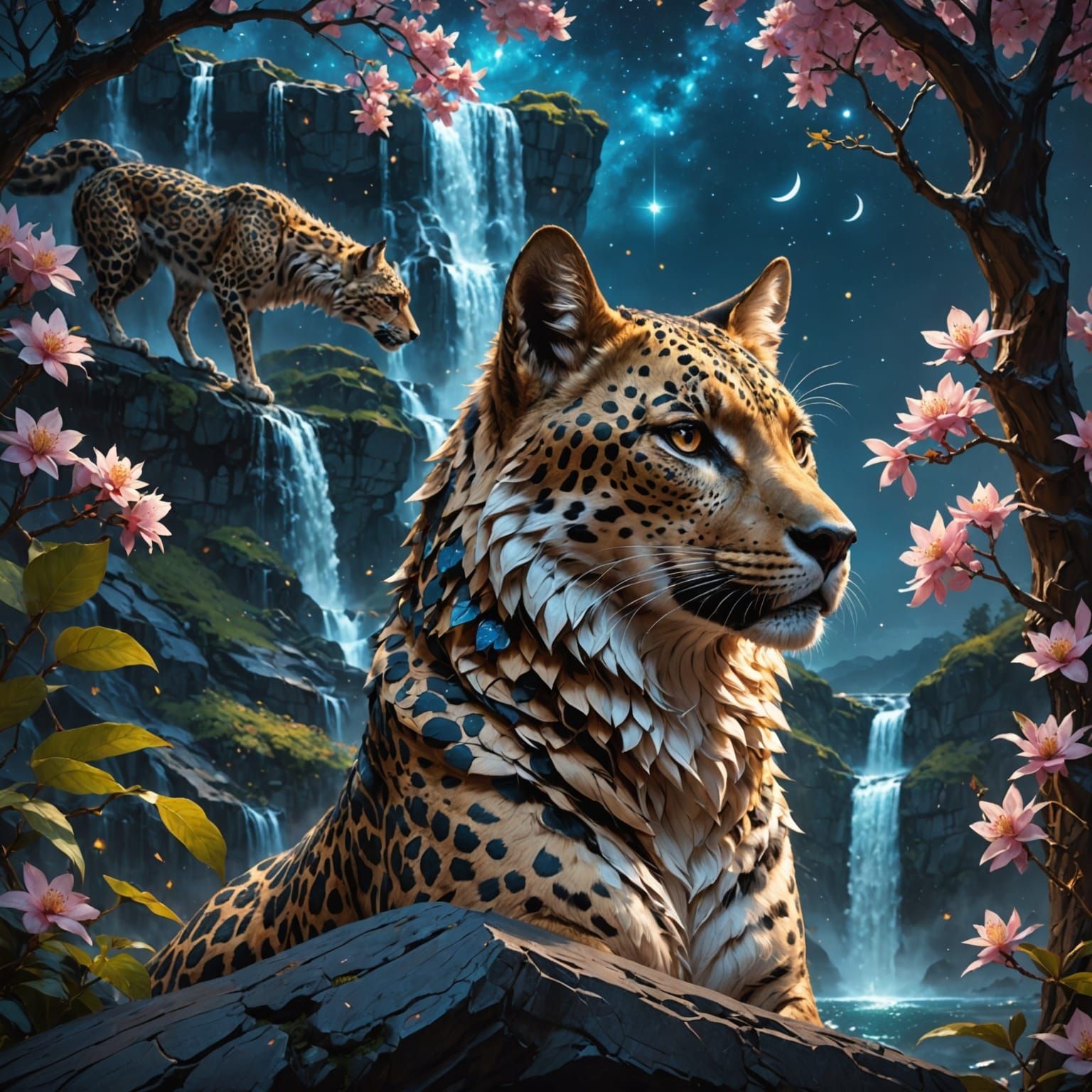 Ethereal Hybrid Portrait Under Starry Skies