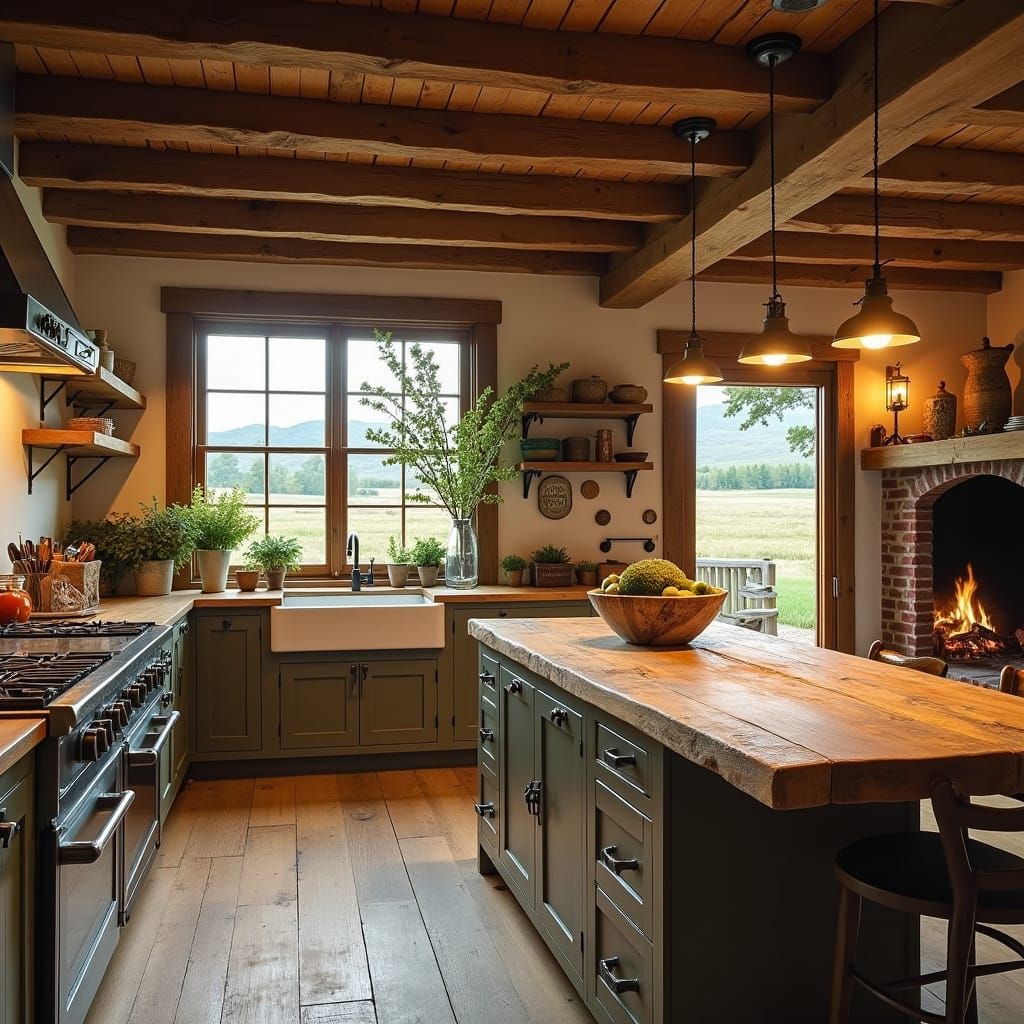 Warm Farmhouse Kitchen with Cozy Rural Charm