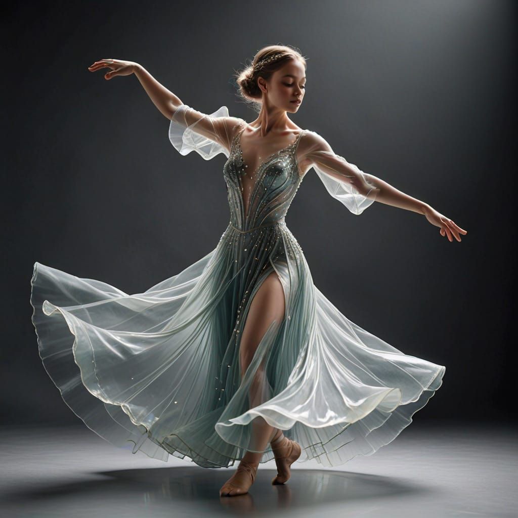 Glass Dancer Pirouettes in Spun Glass Gown