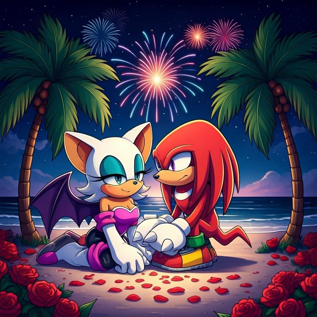 Whimsical Sonic Adventure 2 Characters in Dreamy Beach Scene