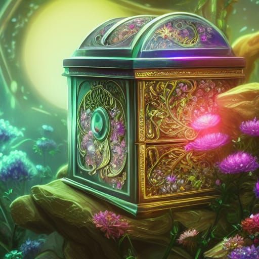 Crystalline Treasure Chest in Fantasy Art Style