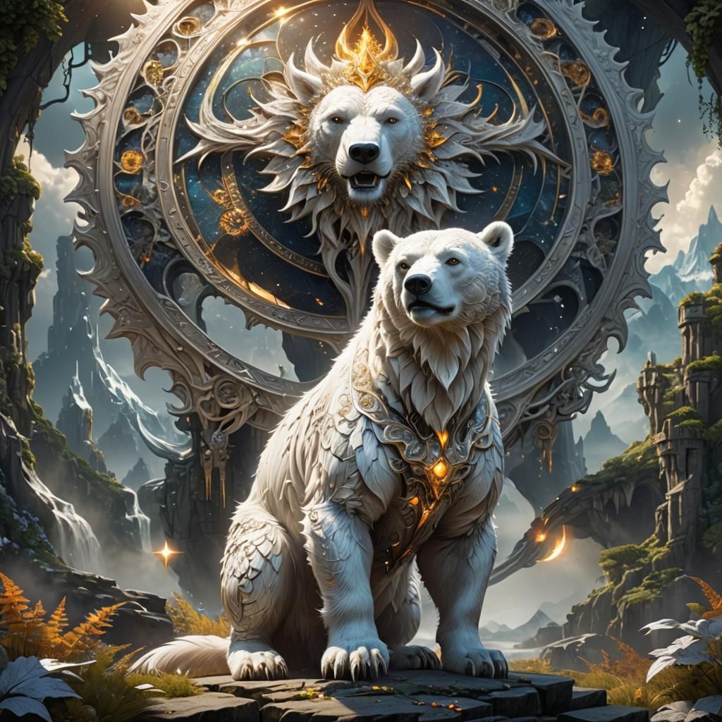 White Bear, Fractal Dragon, and Nebra Disc Art
