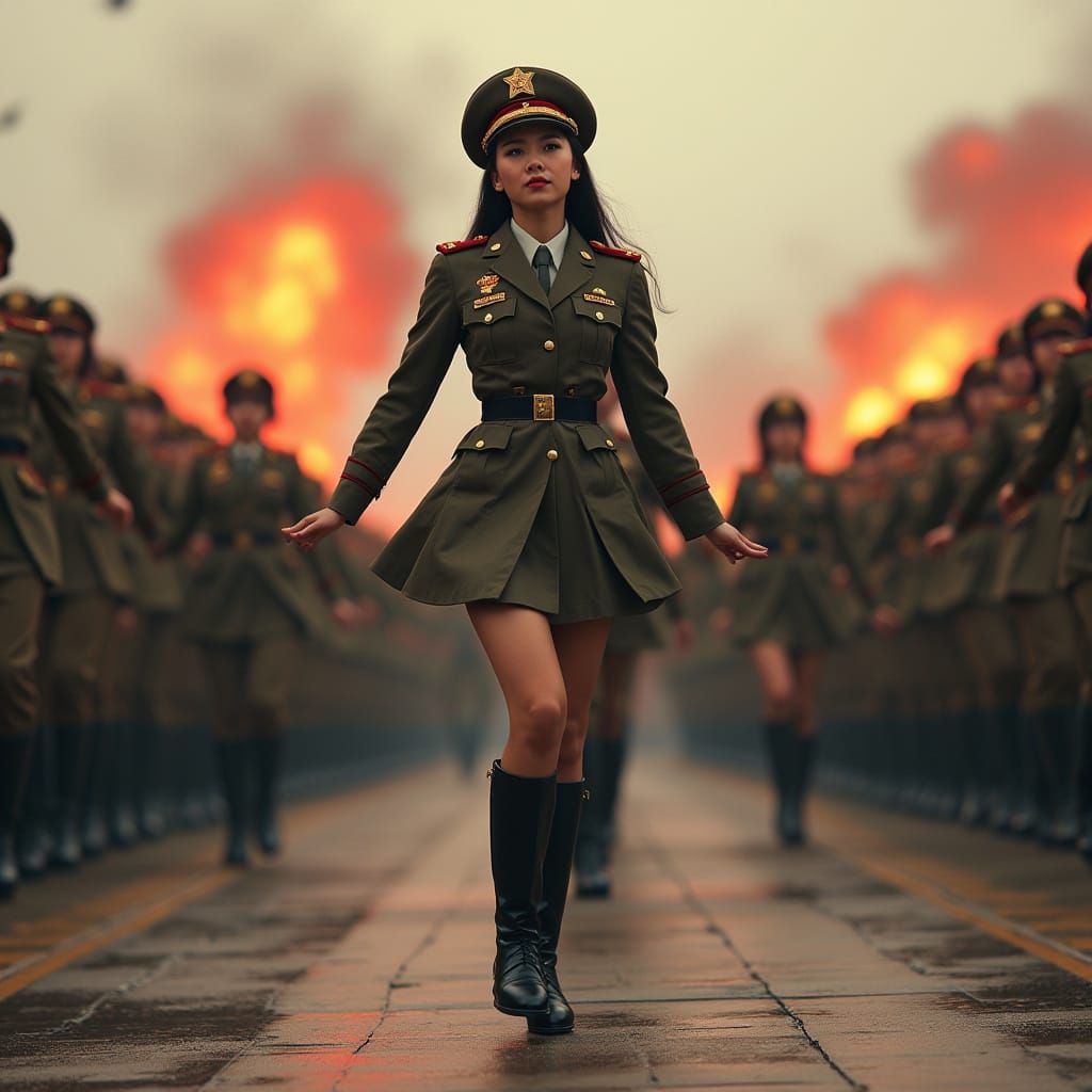 North Korean Female Soldiers in Epic Cinematic Digital Paint...